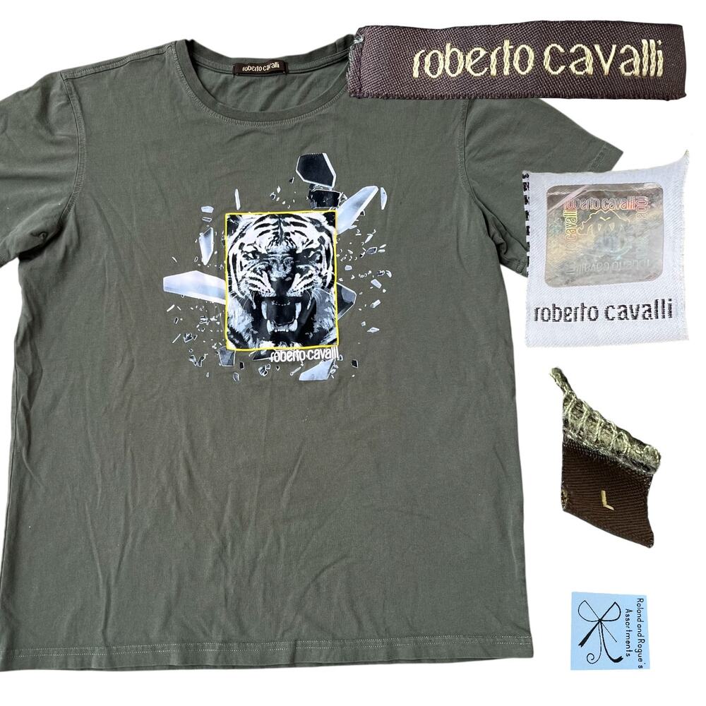 Roberto Cavalli 100% Cotton Tiger T-Shirt Men's Sz L